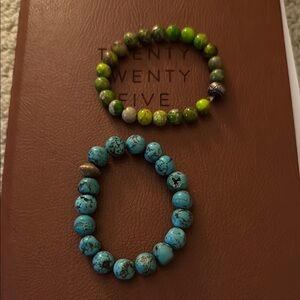 Green and Blue Beaded Bracelet Set